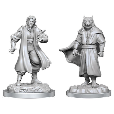 Critical Role Unpainted Miniatures: Male Human Sorcerer Merchant & Tiger Demon